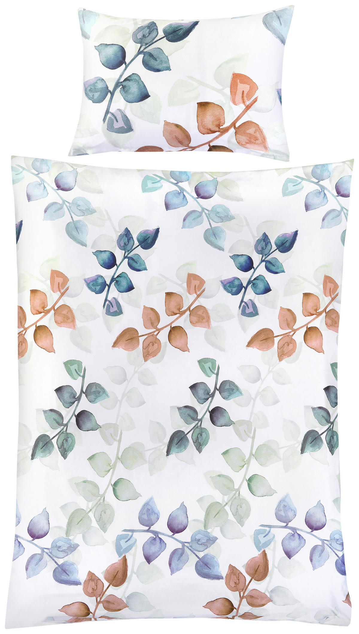 BETTWÄSCHESET Satin 160/210 cm  70 cm/50 cm  - Weiss/Pastellblau, Basics, Textil (160/210cm) - Ambiente