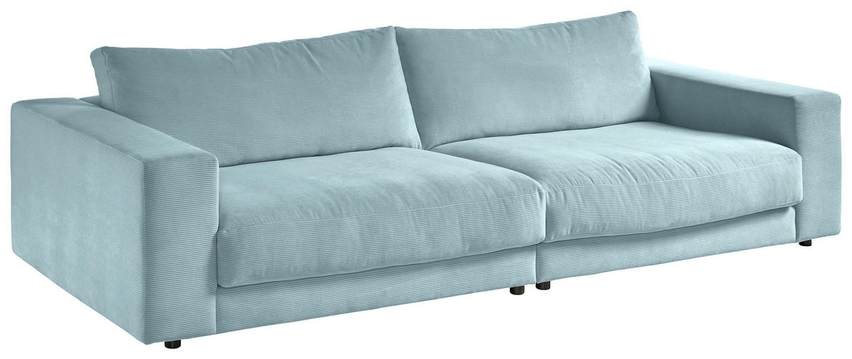 3-SITZER-SOFA in Cord Hellblau  - Schwarz/Hellblau, Design, Kunststoff/Textil (290/86/127cm) - Lomoco