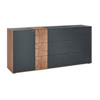 SIDEBOARD Anthrazit, Eichefarben  194/90/49 cm  - Eichefarben/Anthrazit, Design, Glas/Holz (194/90/49cm) - Valnatura
