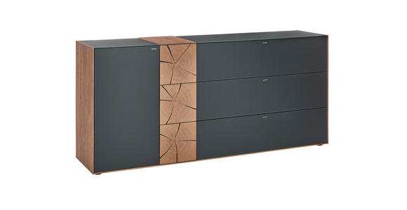 SIDEBOARD 194/90/49 cm  - Eichefarben/Anthrazit, Design, Glas/Holz (194/90/49cm) - Valnatura