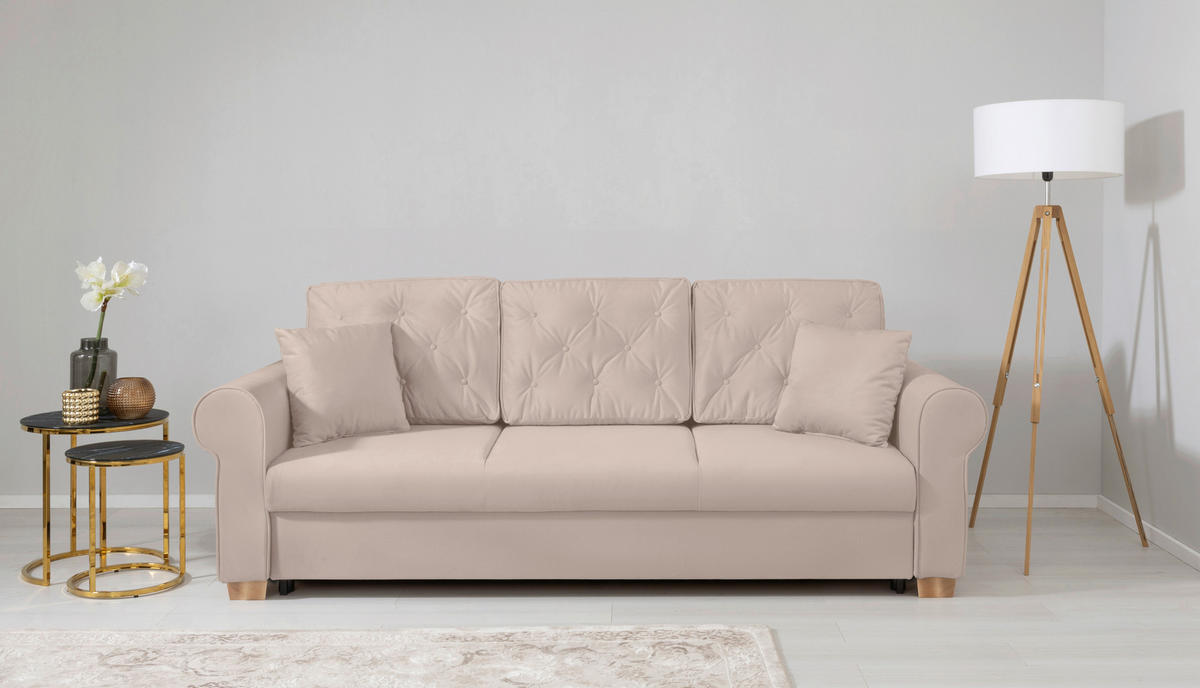 SCHLAFSOFA in Beige  - Beige/Buchefarben, Design, Holz/Textil (240/94/98cm) - MID.YOU