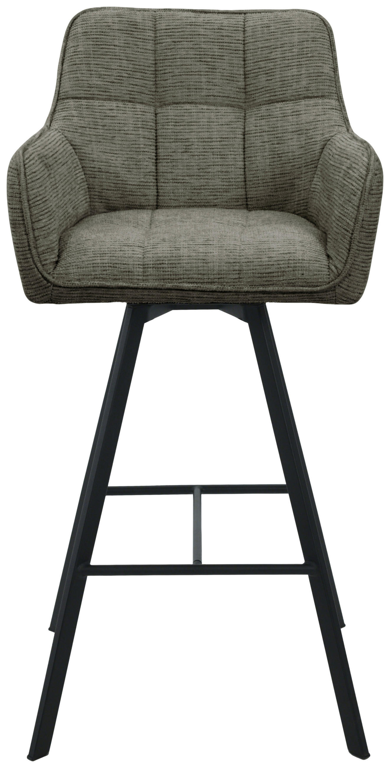 BARHOCKER Struktur Grün, Schwarz Eisen Sitzfläche 180° drehbar, automatische Rückholfunktion  - Schwarz/Grün, Design, Textil/Metall (55/108/58,5cm) - Carryhome