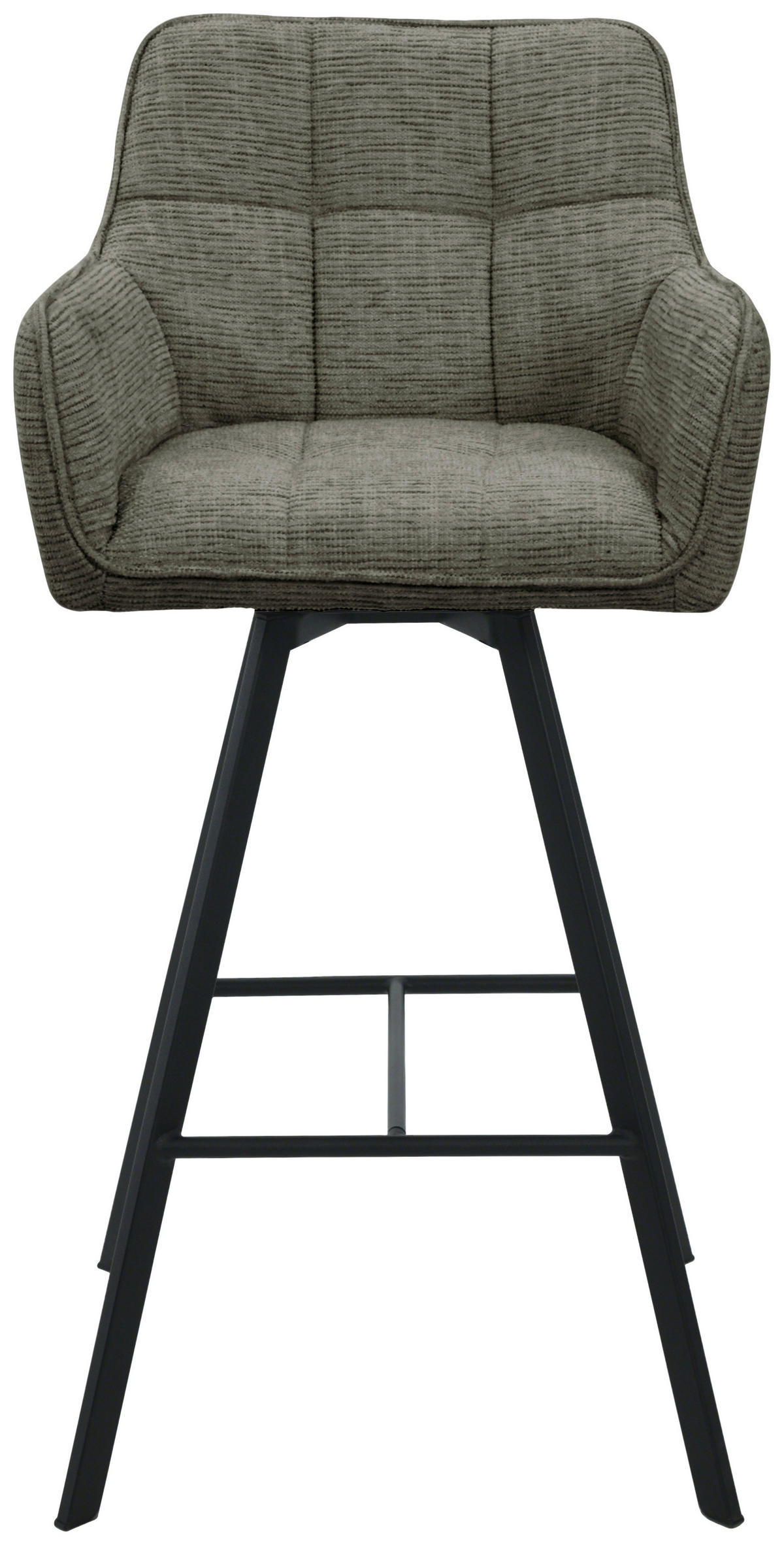 BARHOCKER Struktur Grün, Schwarz Eisen Sitzfläche 180° drehbar, automatische Rückholfunktion  - Schwarz/Grün, Design, Textil/Metall (55/108/58,5cm) - Carryhome