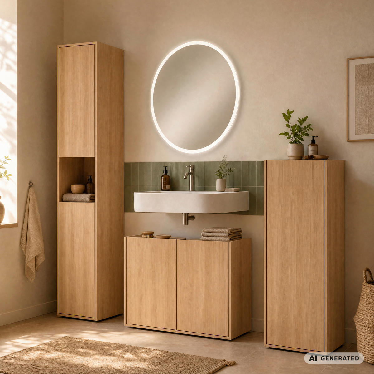 WASCHBECKENUNTERSCHRANK 80/62/35 cm  - Eichefarben/Schwarz, Trend, Holzwerkstoff/Kunststoff (80/62/35cm) - MID.YOU