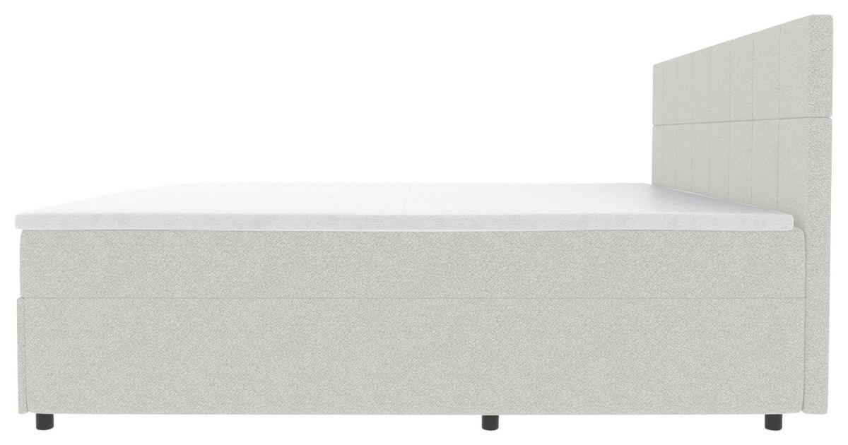 BOXBETT 140/200 cm,  in Hellgrau, Topper, Matratzen, Bettschubladen, H3 = fest  - Hellgrau/Schwarz, KONVENTIONELL, Kunststoff/Textil (140/200cm) - Boxxx