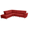 ECKSOFA in Echtleder Rot  239/271 cm  - Rot/Alufarben, Design, Leder/Metall (239/271cm) - Cantus