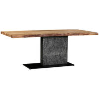 ESSTISCH in Holz, Metall, Stein 200/100/76 cm  - Schieferfarben/Schwarz, Design, Holz/Stein (200/100/76cm) - Landscape