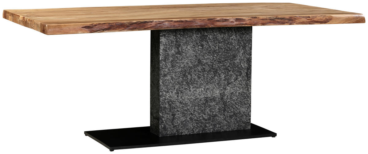ESSTISCH in Holz, Metall, Stein 200/100/76 cm  - Schieferfarben/Schwarz, Design, Holz/Stein (200/100/76cm) - Landscape