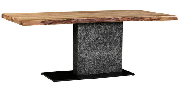 ESSTISCH in Holz, Metall, Stein 200/100/76 cm  - Schieferfarben/Schwarz, Design, Holz/Stein (200/100/76cm) - Landscape