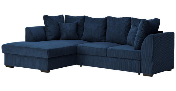 ECKSOFA in Cord Dunkelblau  - Schwarz/Dunkelblau, Design, Kunststoff/Textil (174/259cm) - Cantus