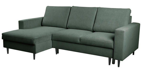 ECKSOFA  in Struktur Dunkelgrün  - Dunkelgrün/Schwarz, MODERN, Holz/Kunststoff (145/230cm) - Carryhome