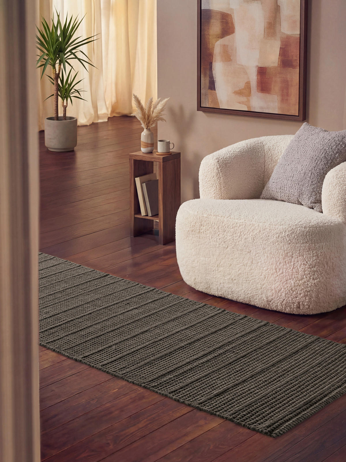 WOLLTEPPICH 80/250 cm Camden Grau, Dunkelbraun rechteckig  - Dunkelbraun/Grau, KONVENTIONELL, Textil (80/250cm) - Ted Baker