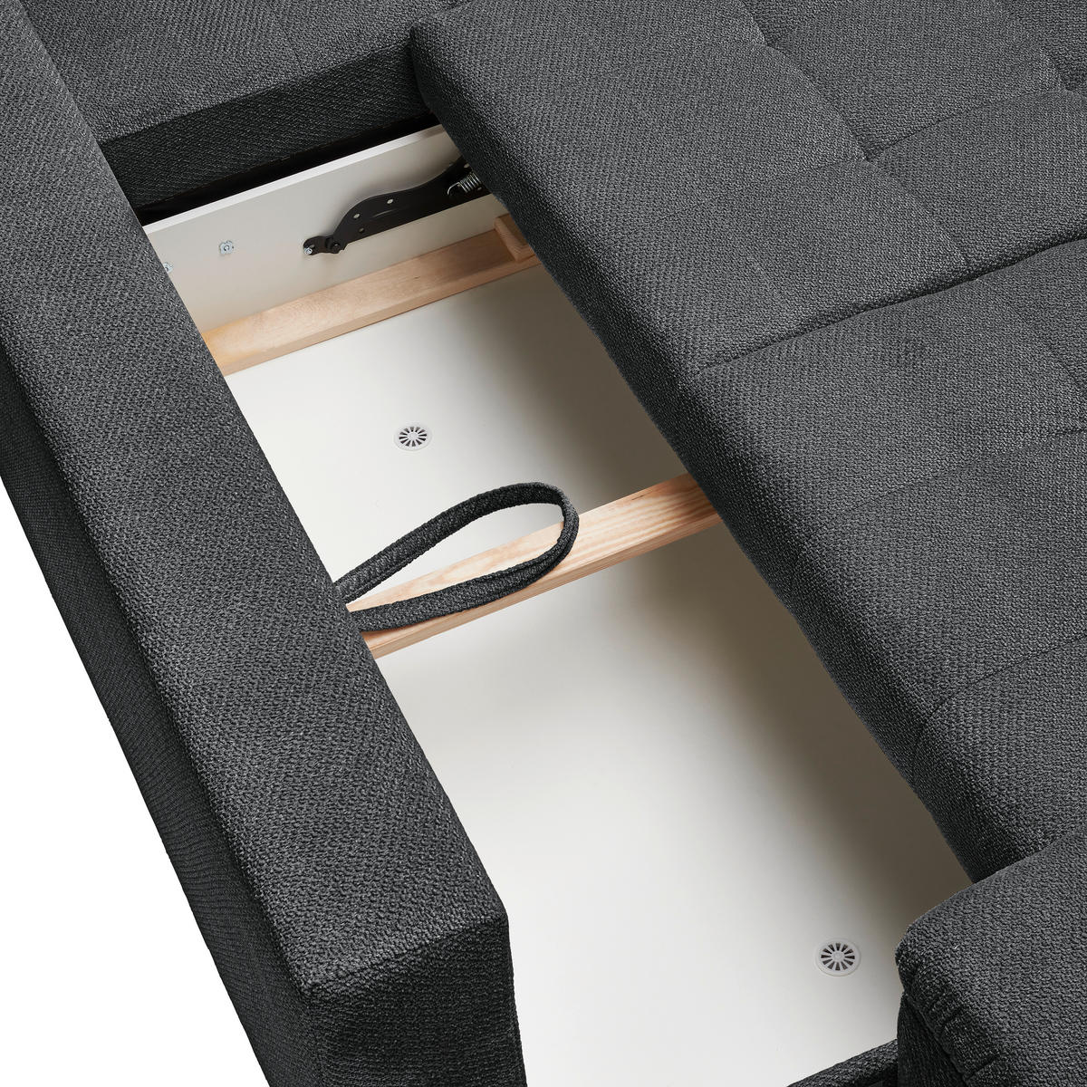 ECKSOFA Dunkelgrau Webstoff  - Dunkelgrau/Schwarz, KONVENTIONELL, Kunststoff/Textil (282/162cm) - Carryhome