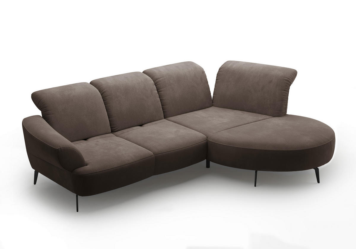 ECKSOFA in Flachgewebe Schlammfarben  - Schlammfarben/Schwarz, Modern, Textil/Metall (313/208cm) - Sit & More