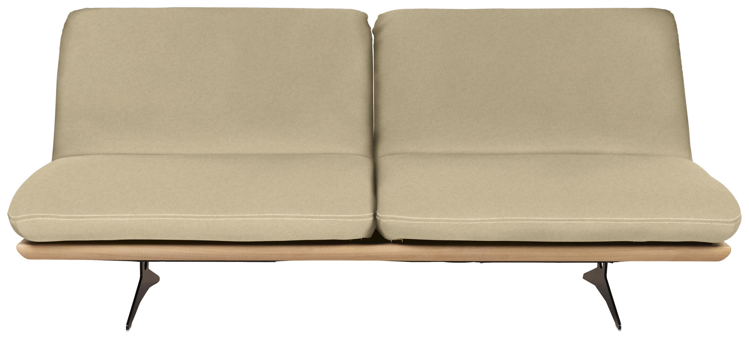 SCHLAFSOFA Beige Echtleder  - Beige/Schwarz, Design, Leder/Holz (204/92/90cm) - Dieter Knoll