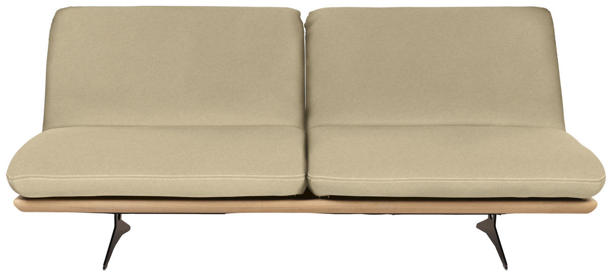 SCHLAFSOFA in Echtleder Beige  - Beige/Schwarz, Design, Leder/Holz (204/92/90cm) - Dieter Knoll