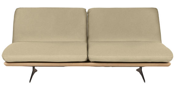 SCHLAFSOFA Beige Echtleder  - Beige/Schwarz, Design, Leder/Holz (204/92/90cm) - Dieter Knoll