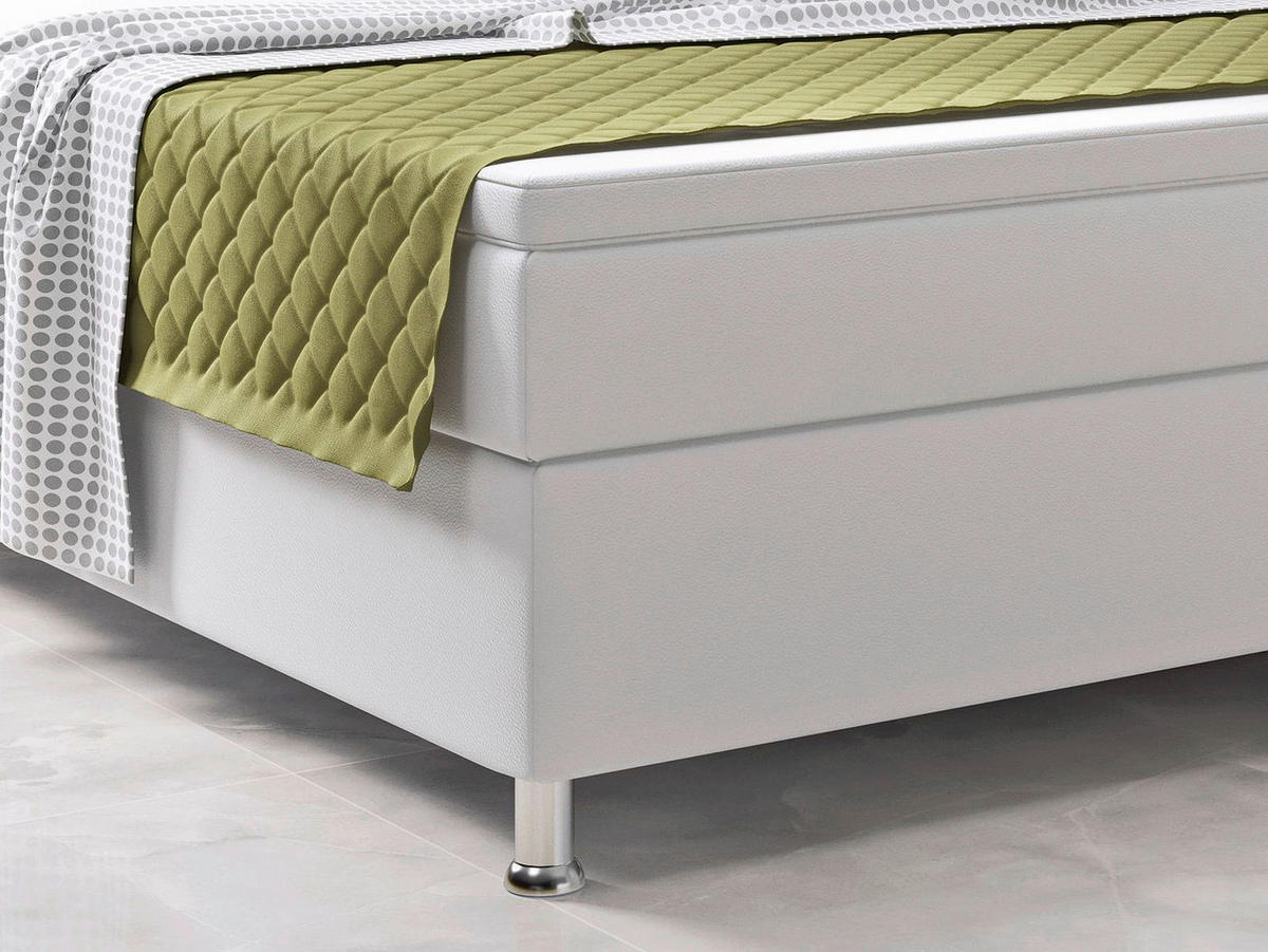 BOXSPRINGBETT  in Weiß  - Silberfarben/Weiß, KONVENTIONELL, Leder/Textil (180/115/210cm) - MID.YOU