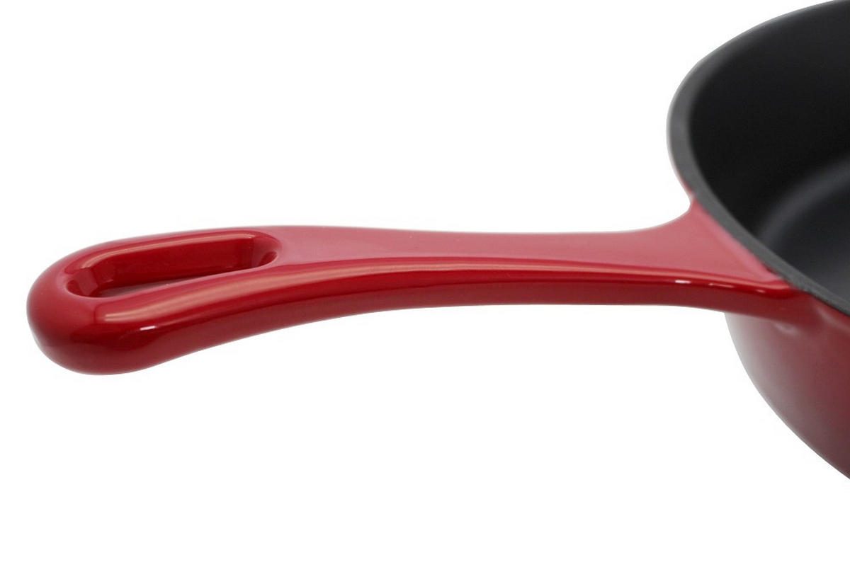 SCHMORPFANNE Gusseiserne Schmorpfanne Keramikbeschichtung 28 cm  - Kirschrot, Basics, Metall (28cm) - ELO