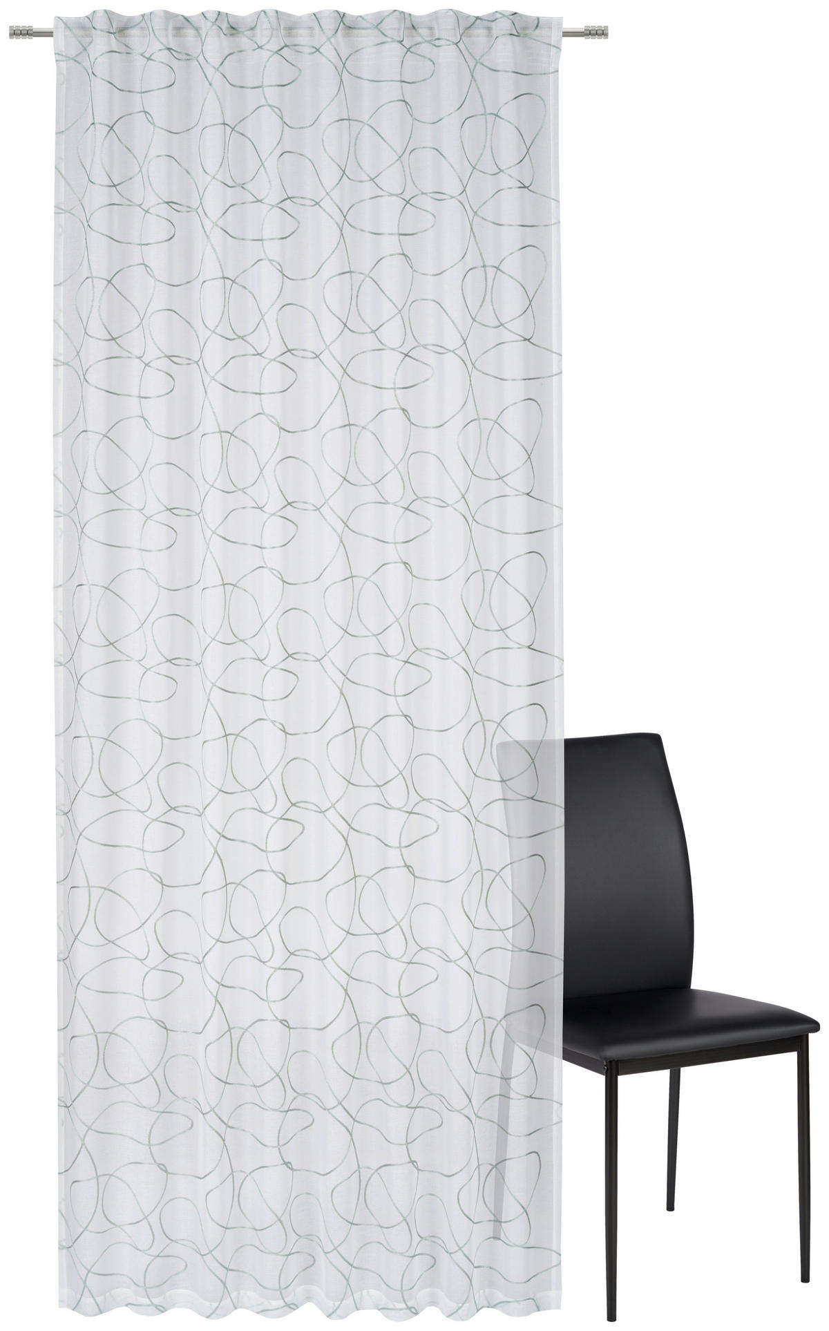 FERTIGVORHANG transparent  - Weiss/Jadegrün, Design, Textil (135/245cm) - Esposa