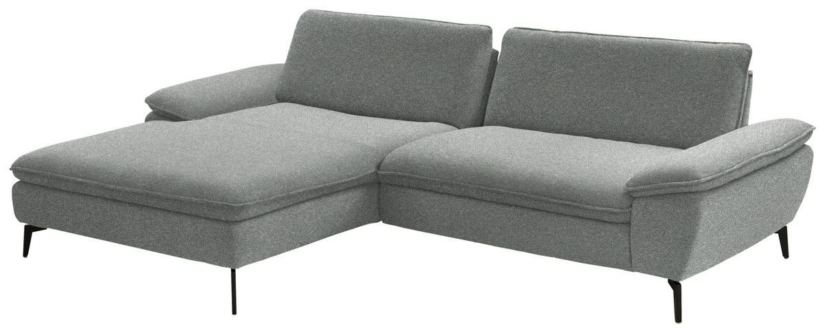ECKSOFA in Webstoff Grau  - Schwarz/Grau, Design, Textil/Metall (197/295cm) - Valdera