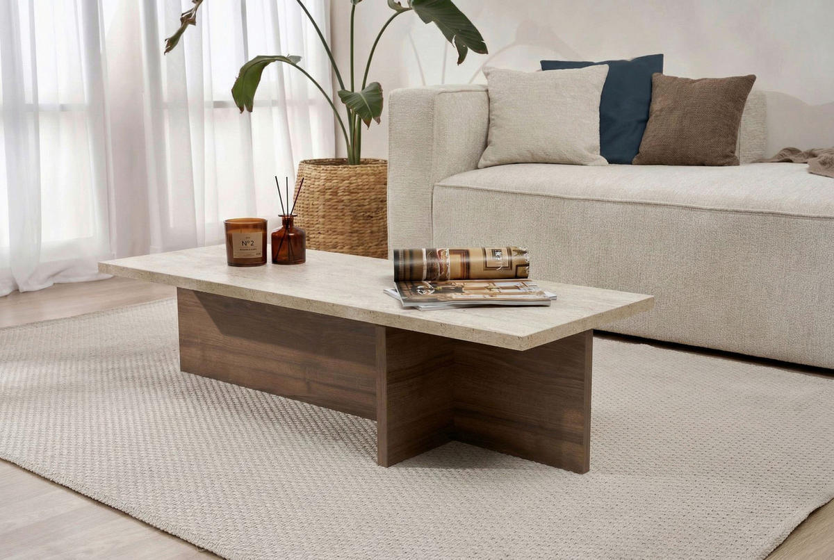 COUCHTISCH Walnussfarben, Elfenbein  - Elfenbein/Walnussfarben, MODERN, Holzwerkstoff (120/30/45cm) - MID.YOU