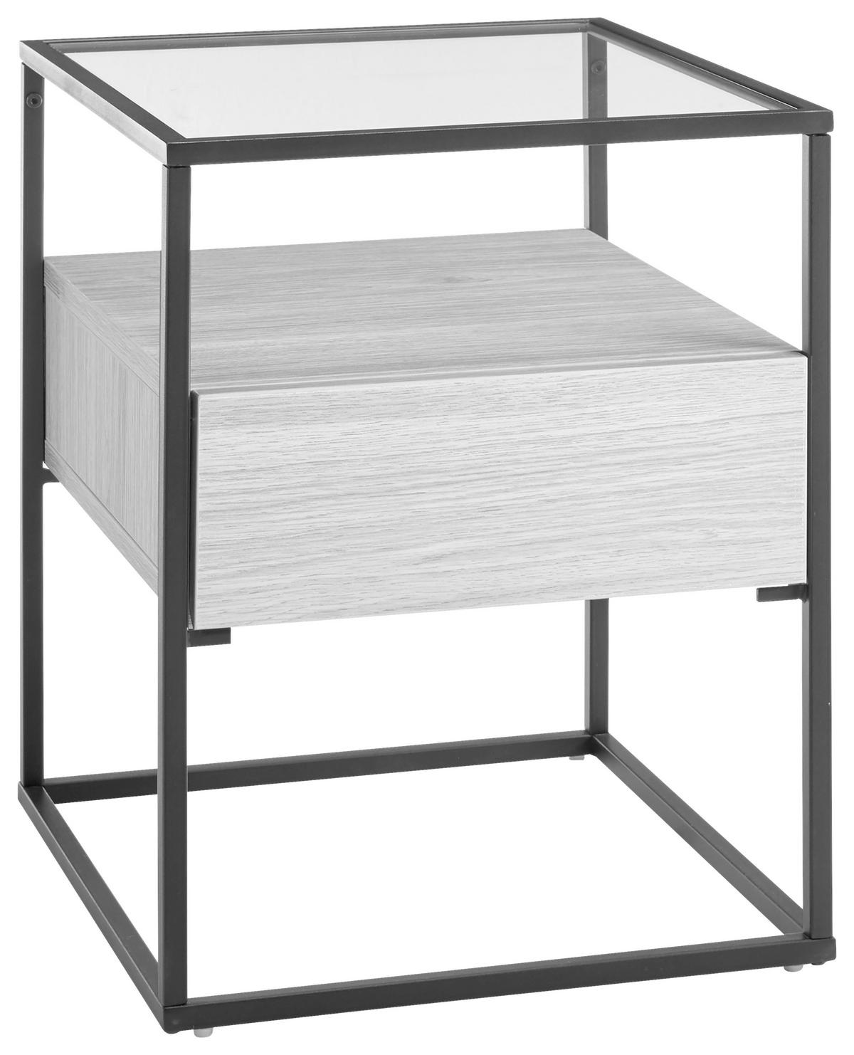ODKLÁDACÍ STOLEK, černá, barvy dubu - černá/barvy dubu, kov/kompozitní dřevo (43/43/54cm) - Xora