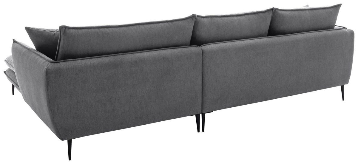 ECKSOFA Dunkelgrau Webstoff  - Dunkelgrau/Schwarz, KONVENTIONELL, Textil/Metall (304/196cm) - Hom`in