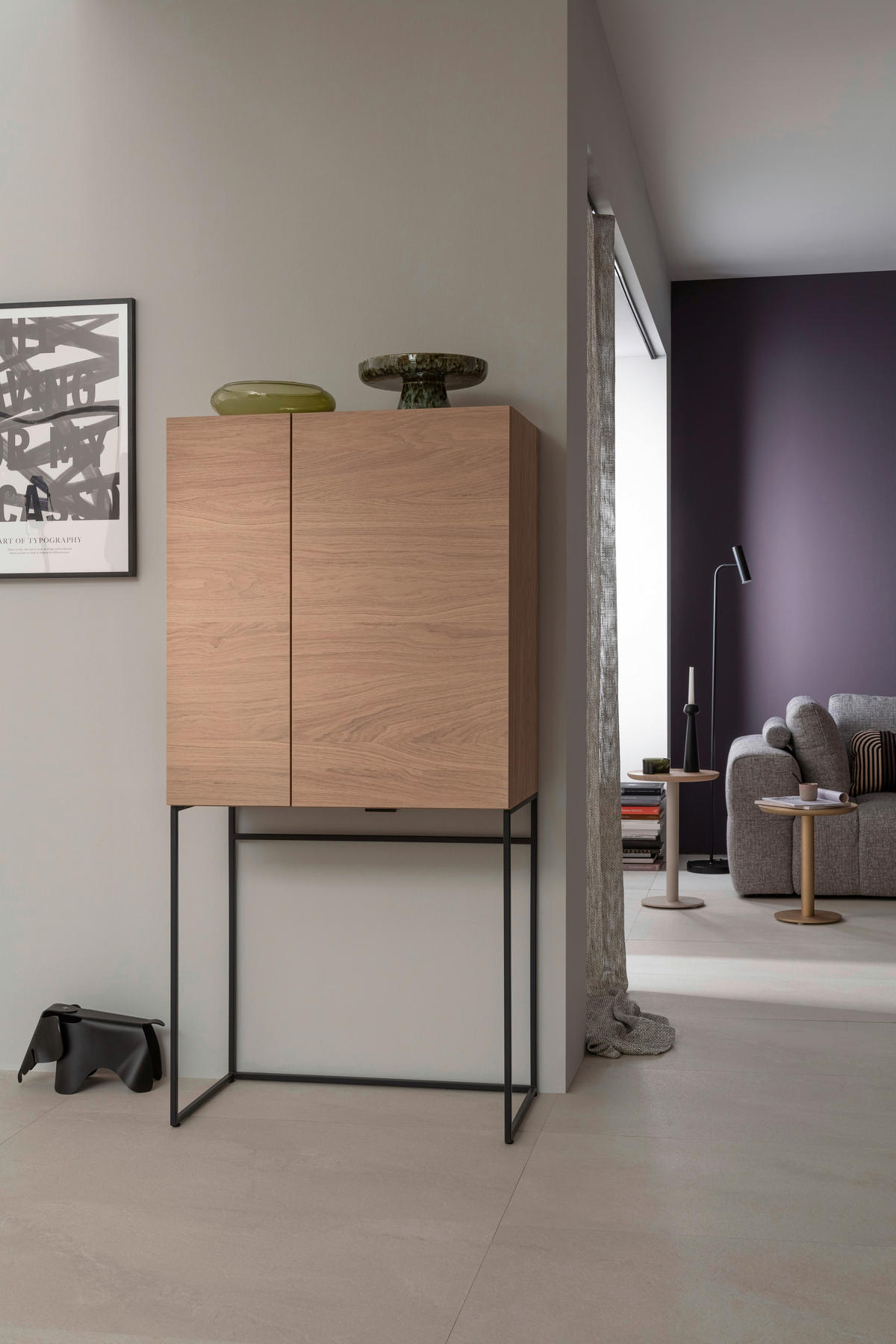 BARSCHRANK Eichefarben  80/165/45 cm  - Eichefarben/Schwarz, Design, Holz/Holzwerkstoff (80/165/45cm) - Schöner Wohnen