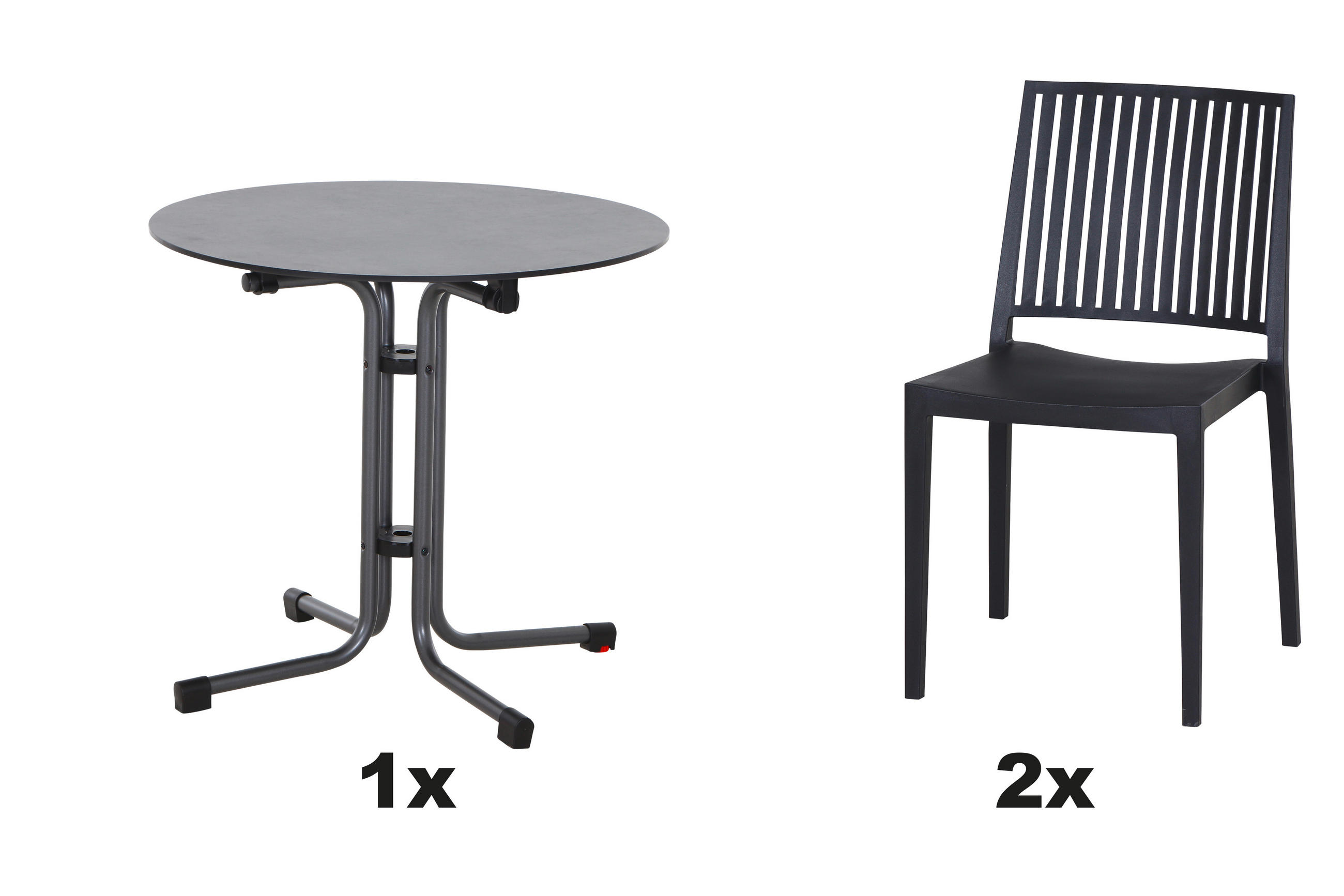 GARTENGARNITUR 3-teilig Stahl  - Anthrazit, Basics, Kunststoff/Metall (57/80/56cm) - Siena Garden