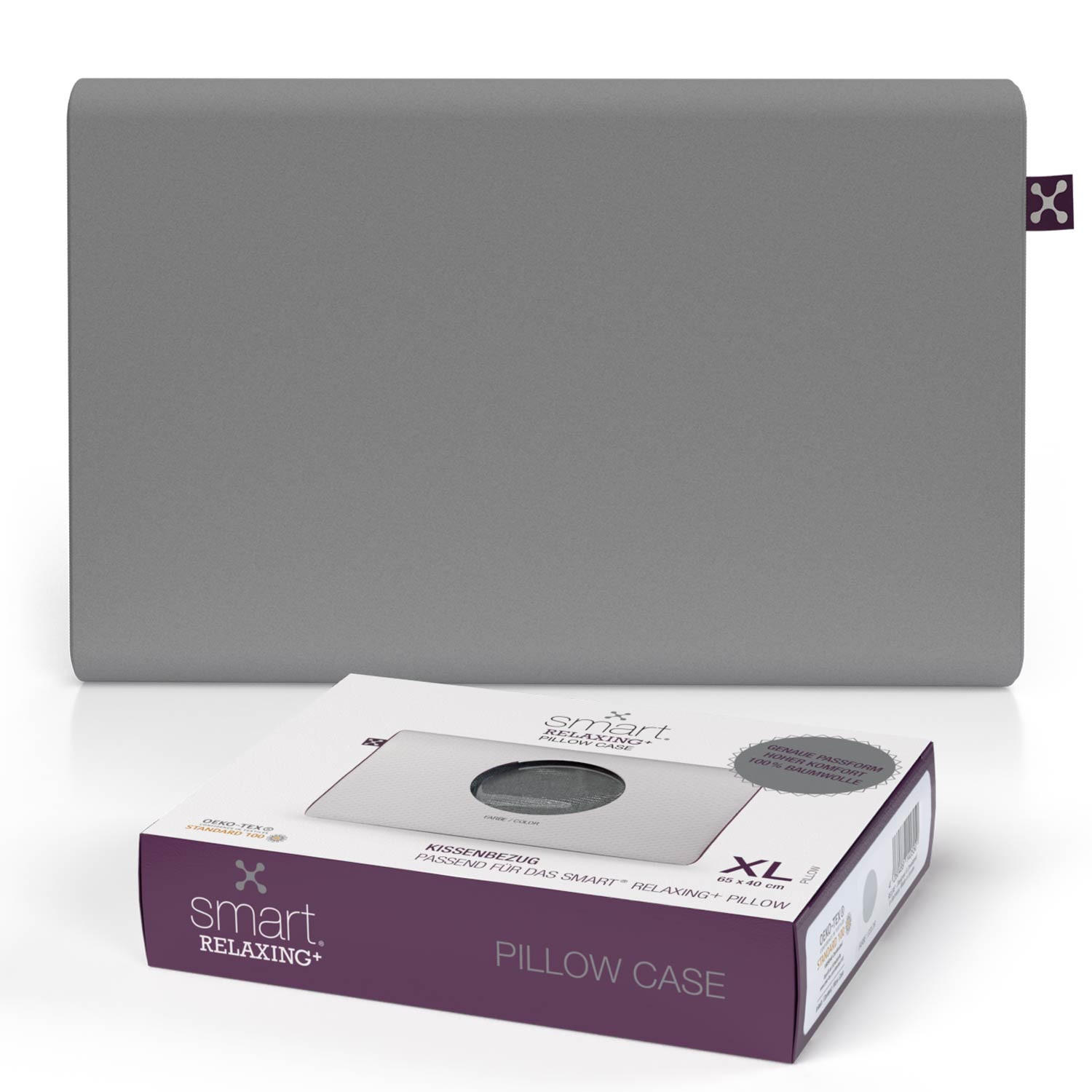 NACKENKISSENBEZUG RELAXING+  - Grau, Basics, Textil (65/40cm) - Smartsleep