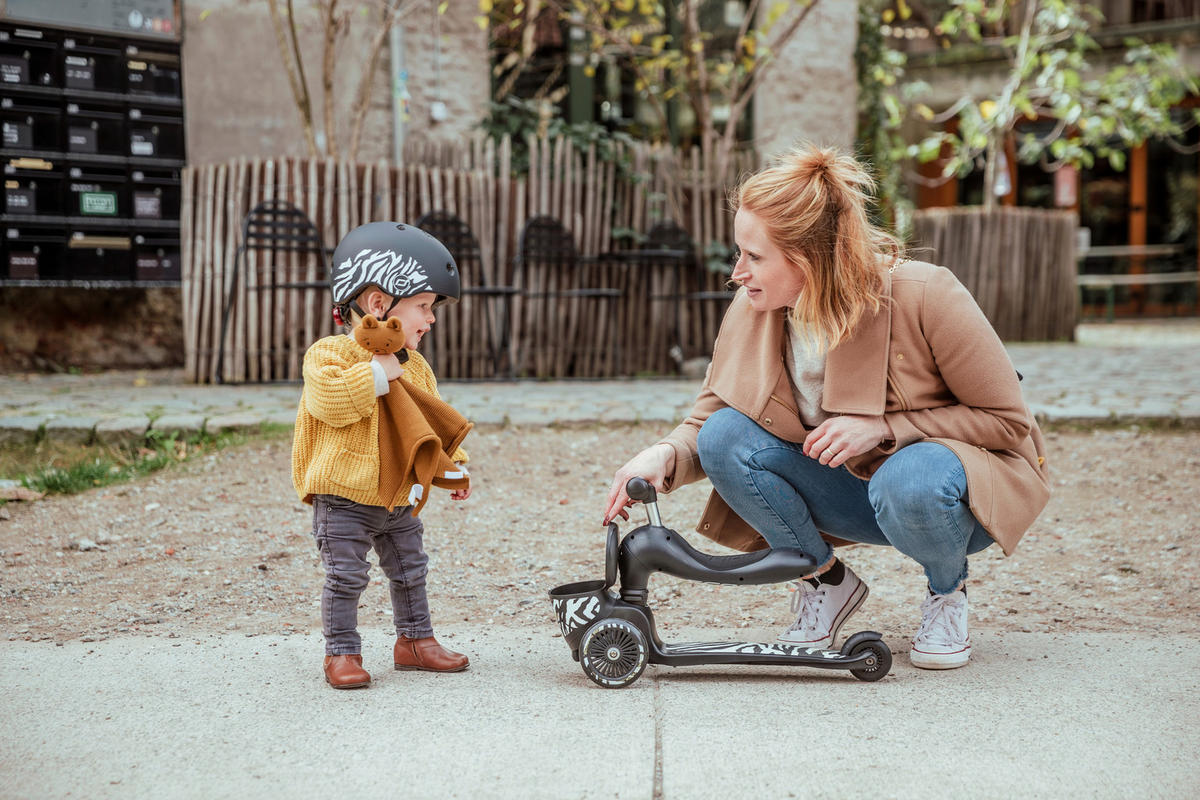 KINDERSCOOTER  - Schwarz/Weiß, Trend (24/37/55cm) - Scoot and Ride