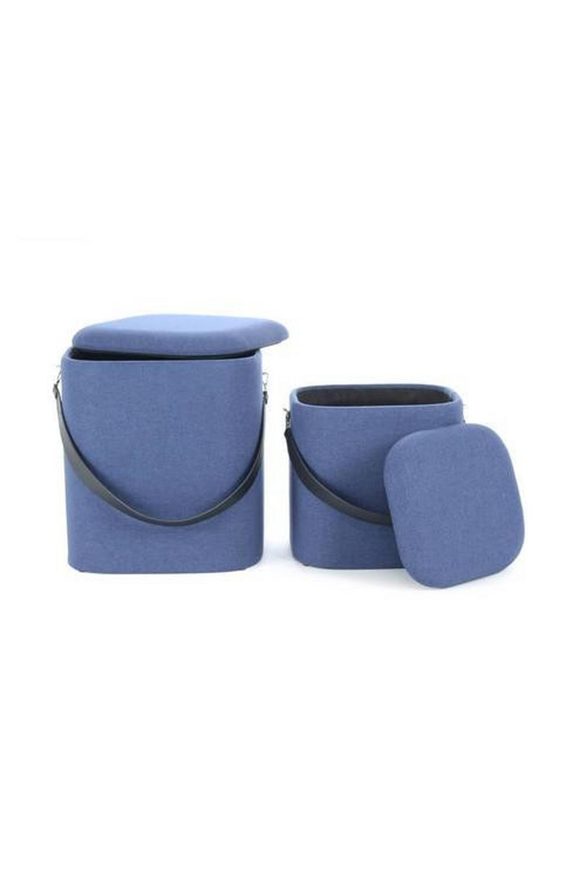 SADA TABURETŮ, 35,5/44/35,5 cm - modrá/černá, Basics, textil/plast (35,5/44/35,5cm)