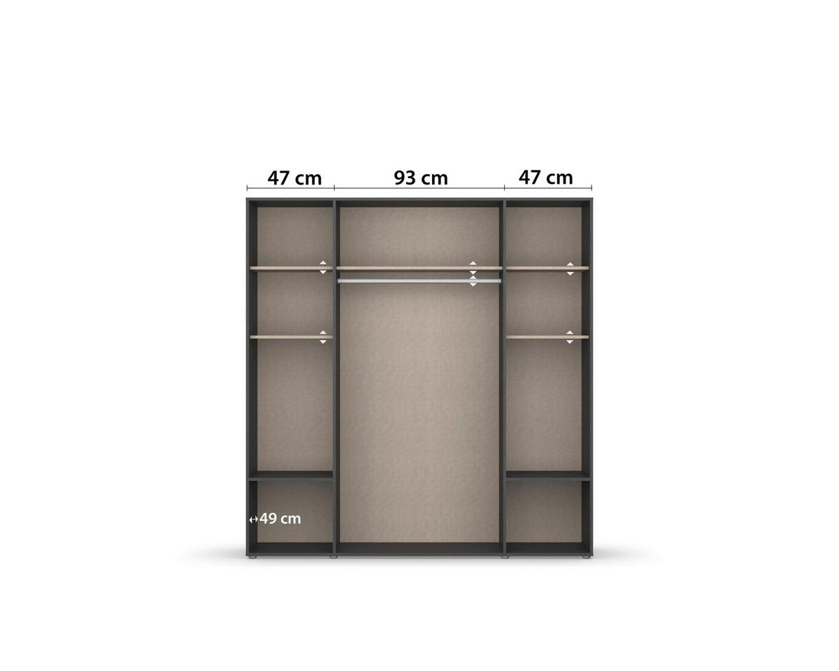 DREHTÜRENSCHRANK in Grau, Weiss  - Weiss/Grau, Modern, Holzwerkstoff/Kunststoff (187/194/53cm) - Rauch Möbel