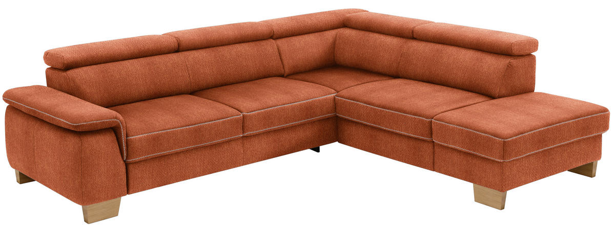ECKSOFA in Mikrofaser Terracotta  - Eichefarben/Beige, Natur, Holz/Textil (273/226cm) - Beldomo System