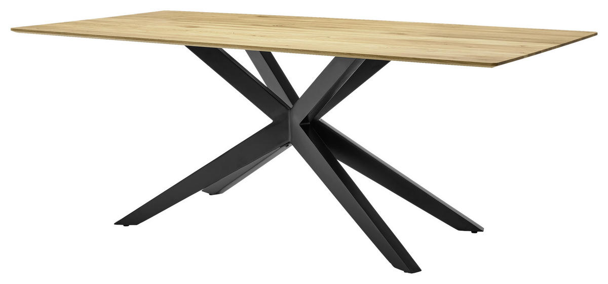 ESSTISCH Eiche massiv rechteckig Eichefarben  - Eichefarben/Schwarz, Design, Holz/Metall (220/100/77cm) - Musterring