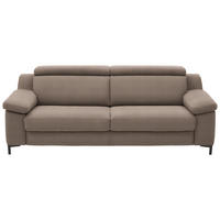 3-SITZER-SOFA in Chenille Hellbraun  - Hellbraun/Schwarz, Design, Textil/Metall (230/104/104cm) - Valdera