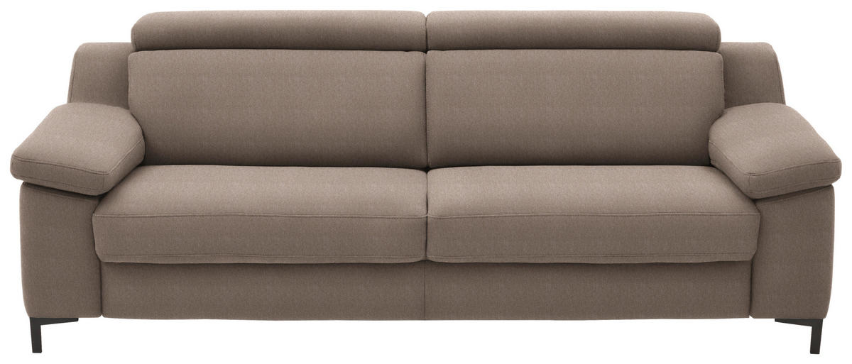 3-SITZER-SOFA in Chenille Hellbraun  - Hellbraun/Schwarz, Design, Textil/Metall (230/104/104cm) - Valdera