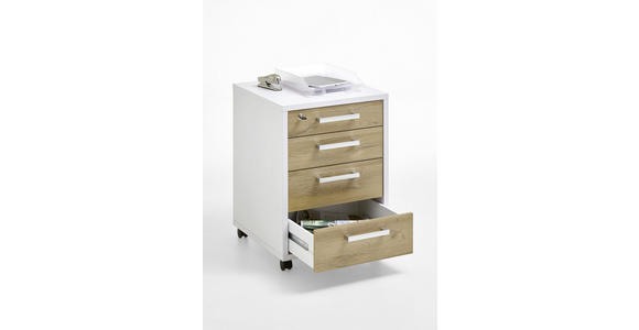 ROLLCONTAINER Alteiche  - Chromfarben/Alteiche, MODERN, Holzwerkstoff/Kunststoff (48/65,5/49,5cm) - Carryhome