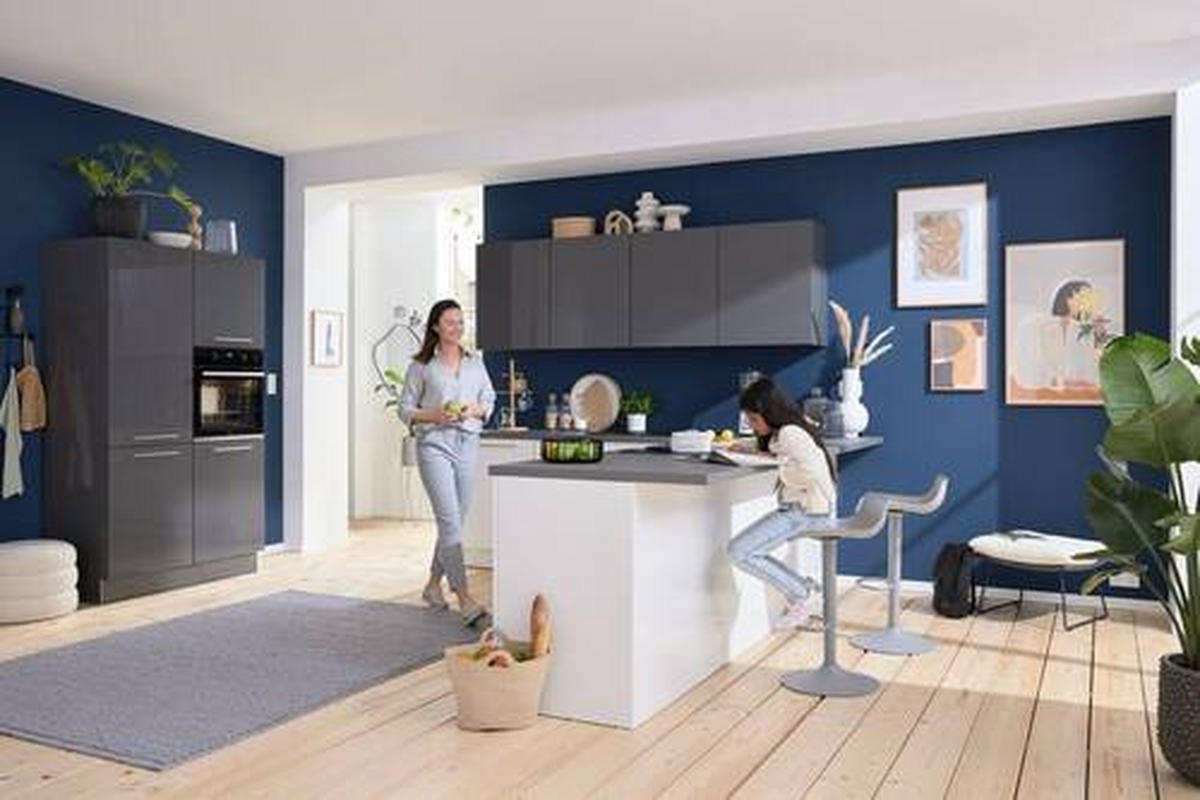 EINBAUKÜCHE   - Weiss/Grau, Design, Holzwerkstoff - Nolte Küchen