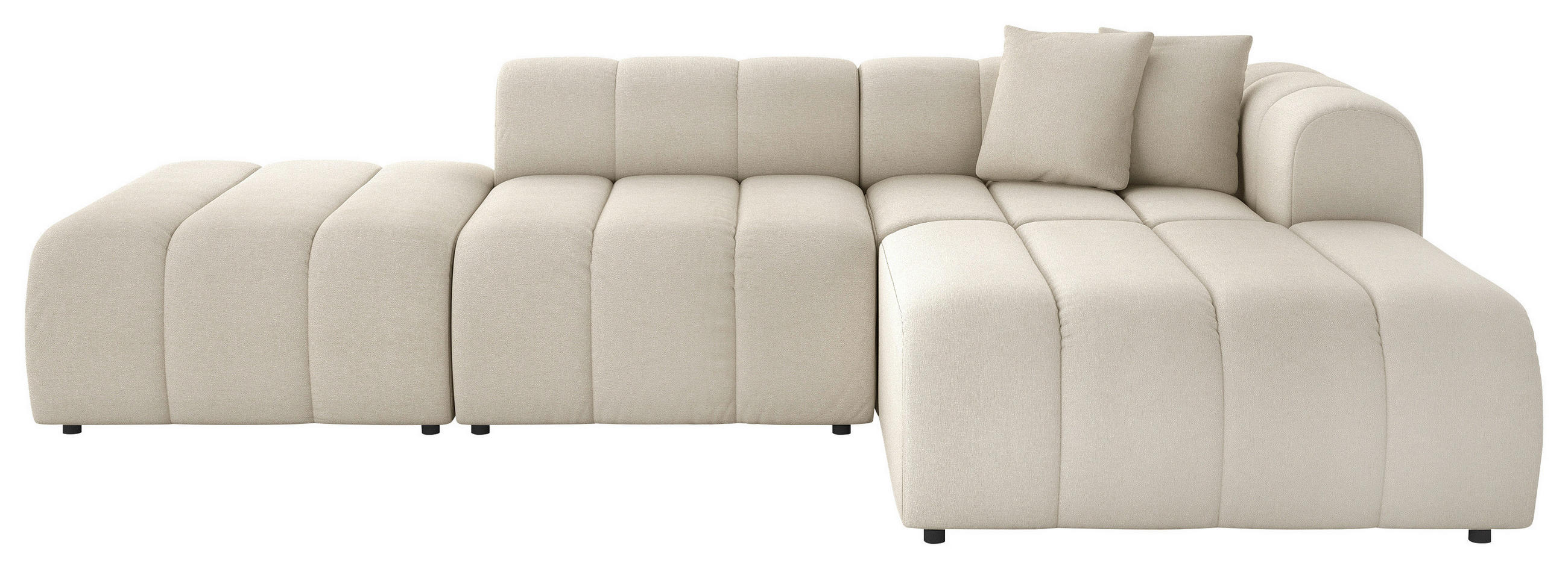 ECKSOFA Creme Webstoff Zierkissen  - Creme/Schwarz, LIFESTYLE, Kunststoff/Textil (289/178cm) - Milino