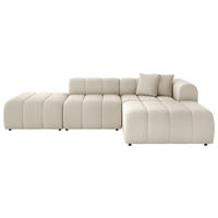 ECKSOFA Creme Webstoff Zierkissen  - Creme/Schwarz, LIFESTYLE, Kunststoff/Textil (289/178cm) - Milino