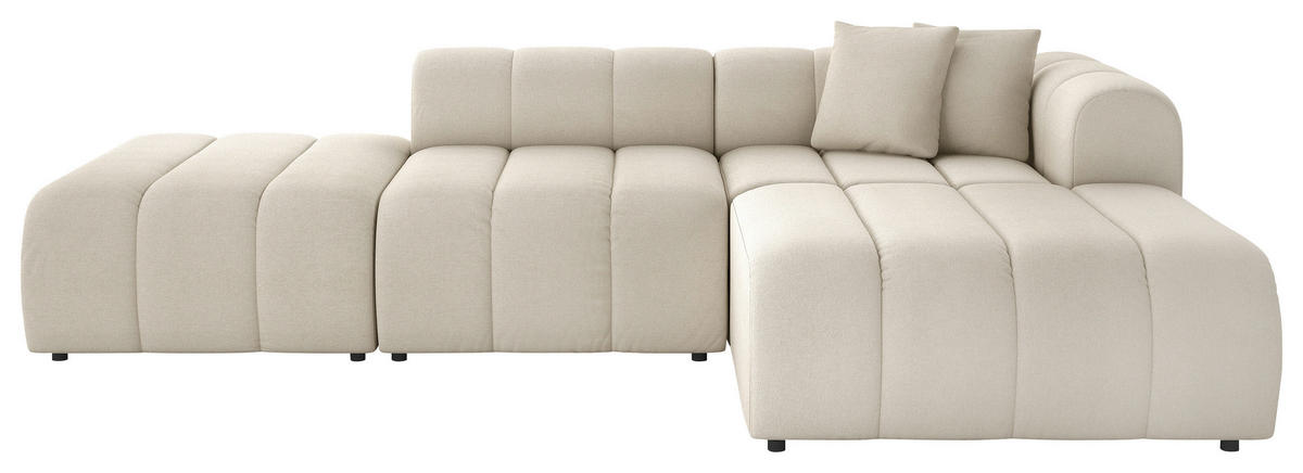 ECKSOFA Creme Webstoff Zierkissen  - Creme/Schwarz, LIFESTYLE, Kunststoff/Textil (289/178cm) - Milino