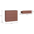 KOMMODE , 95/83/42 cm, 3 Schublade(n)  - Silberfarben/Terracotta, Trend, Holzwerkstoff/Kunststoff (95/83/42cm) - Carryhome