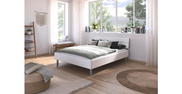 BETT 160/200 cm  in Weiß  - Alufarben/Weiß, Design, Holzwerkstoff/Metall (160/200cm) - Carryhome