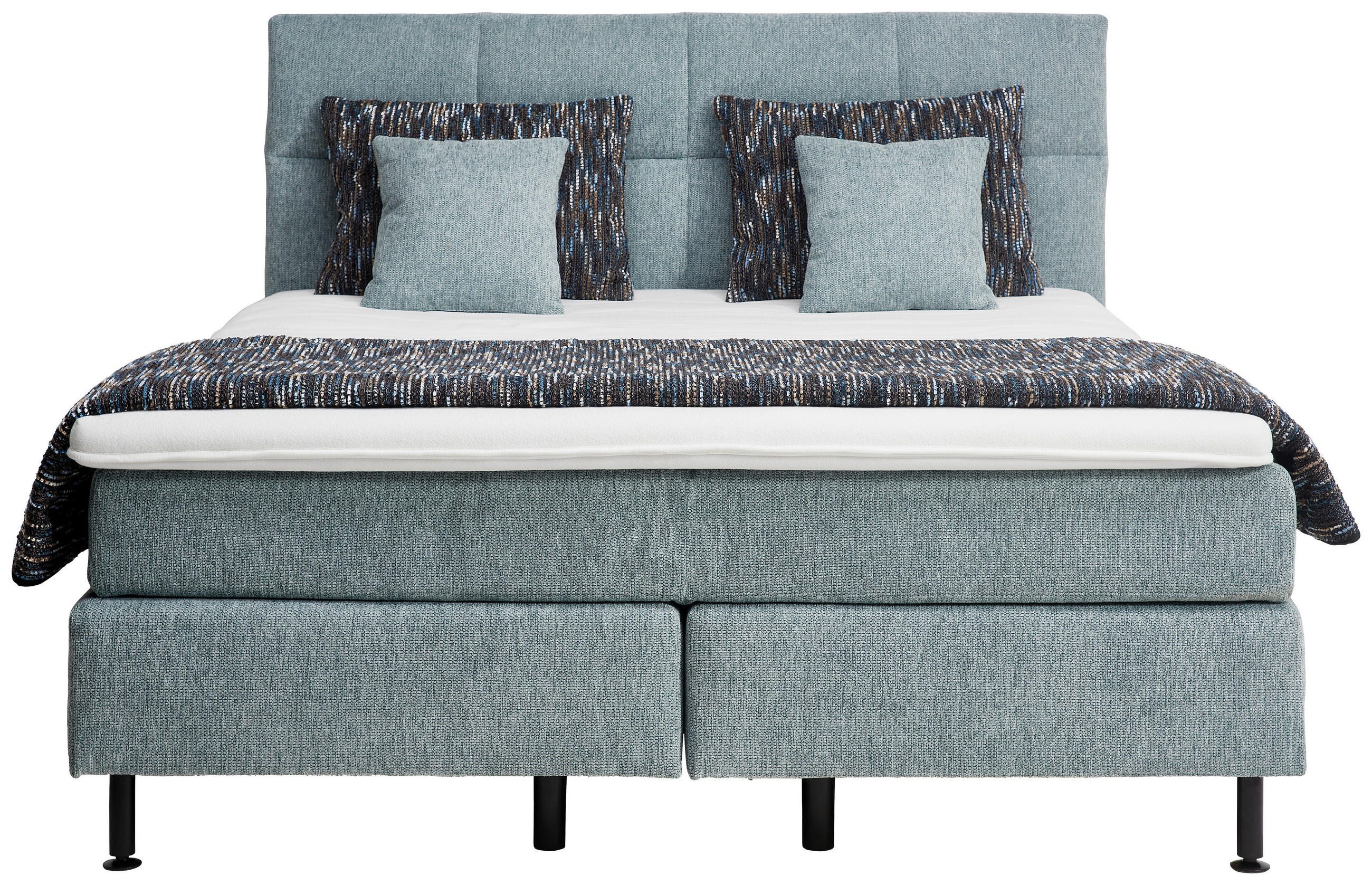BOXSPRINGBETT 160/200 cm  in Hellblau  - Schwarz/Hellblau, Design, Kunststoff/Textil (160/200cm) - Beldomo - Sleep
