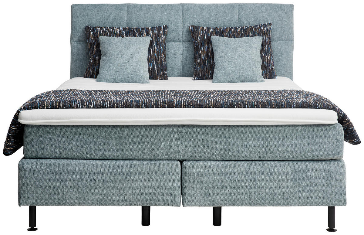 BOXSPRINGBETT 200/200 cm  in Hellblau  - Schwarz/Hellblau, Design, Kunststoff/Textil (200/200cm) - Beldomo - Sleep