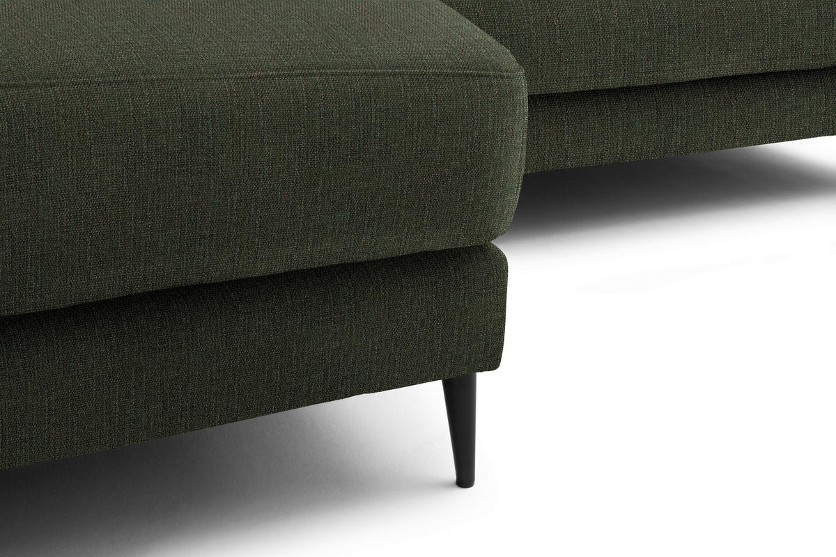 ECKSOFA in Flachgewebe Dunkelgrün  - Dunkelgrün/Schwarz, Design, Textil/Metall (177/253cm) - Dieter Knoll