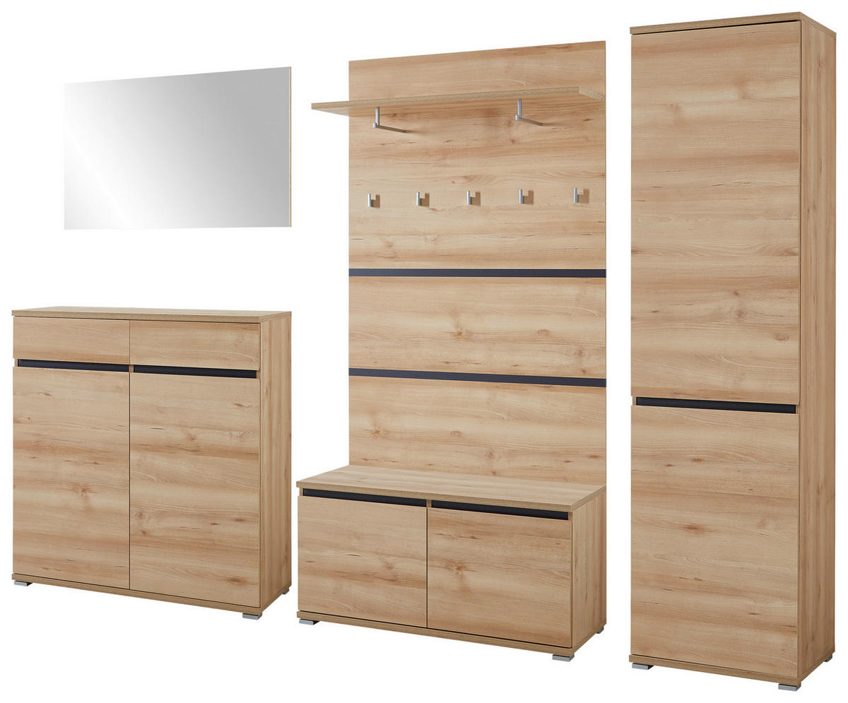 GARDEROBE 5-teilig  in 276/200/40 cm  - Anthrazit/Buchefarben, Design, Holzwerkstoff (276/200/40cm) - Carryhome