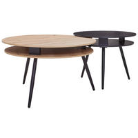 COUCHTISCHSET - Wildeiche/Schwarz, Basics, Holzwerkstoff (90/90/51cm) - P & B